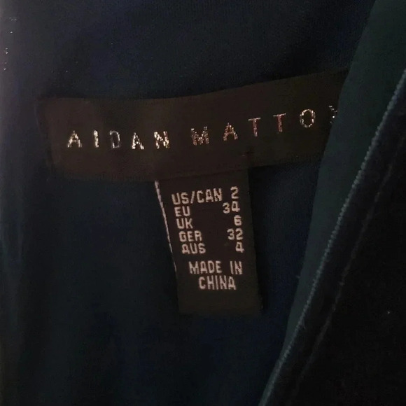 AIDAN MATTOX esmerald green silk&velour dress size 6 - Picture 3 of 4
